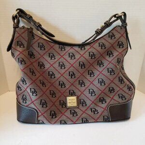 Dooney and Bourke Large RedBrownGray Maxie Quilt Hobo Bag